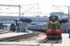 UZ ChME3T-7320 (R) at Kyiv Pas with the stock ex 228 1845 (P) Berdiansk - Kyiv Pas and ChME3T-7126 (L) with the stock ex 013L 1430 (P) Solotvino - Kyiv Pas