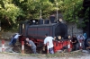 OSE's Schoema 1999 built CFL200BB No.5532 (OSE No. DA1) is turned manually on the turntable at Milies after arrival with 7802 0800 Ano Lechonio - Milies leg of the PTG 2015 Greece Tour
