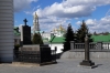 Ukraine, Kiev Pechersk Lavra (Kiev Monastery of the Caves) - Great Lavra Bell Tower, Dormition Cathedral & Refectory Church, seen from the graveyard of the Church of the Conception of St Anne