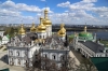 Ukraine, Kiev Pechersk Lavra (Kiev Monastery of the Caves) - From the Great Lavra Bell Tower, Dormition Cathedral & Refectory Church