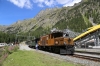 RhB Ge6/6I #414 waits to cross another train at Spinas with 2137 0855 Landquart - Samedan Summer Sunday Special