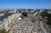 Ukraine, Kiev - from St Sophia's Cathedral Bell Tower looking towards St Michael's Golden Domed Monastery (on Easter Monday!)