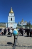 Ukraine, Kiev - locals celebrating Easter Monday outside St Michael's Golden Domed Monastery