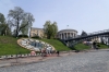 Ukraine, Kiev - off Independence Square is the International Center of Culture and Arts Federation of Trade Unions of Ukraine - below which is a shrine to those killed in the protests that took place in Independence Square from Nov 2013 to Feb 2014