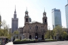 Poland, Warsaw - Church of All Saints with the Palace of Culture & Science behind it