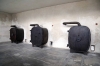 Poland, Auschwitz II - Birkenau - Camp Bathhouse - the "Sauna" - where new arrivals were processed. Autoclave equipment for disinfecting clothing by steam.