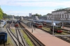 Vitebsk (L-R) - 2M62U-0308A with 6602 0827 Vitebsk - Ezerishshe, TEP70-0369 with 689B 0815 Vitebsk - Gomel, 2M62U-0270A with 6613 0825 Vitebsk - Orsha, TEP70-0384 with 057B 2146 (P) St Petersburg - Hrodna & TEP60-0750 after arrival with 625B 2129 (P) Minsk - Vitebsk, with ChME3-3856 waiting the road to the yard