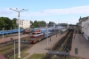 Vitebsk (L-R) - TEP70-0369 with 689B 0815 Vitebsk - Gomel, TEP70-0384 with 057B 2146 (P) St Petersburg - Hrodna & TEP60-0750 after arrival with 625B 2129 (P) Minsk - Vitebsk then in the local platforms are 2M62U-0271B with 6641 0820 Vitebsk - Rudnya & 2M62U-0262A after arrival with 6642 0548 Zavolsa - Vitebsk