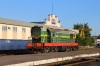 ChME3T-7107 runs through Mogilev 1 station in readiness to shunt the through Moskva - Solighorsk coaches from 055BF to 613B