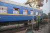 Coach undergoing gauge changing from CIS gauge to Standard gauge at Ungheni