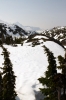 Footsteps in the snow at White Pass Summit