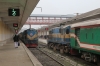 BR BED30 6522 waits departure from Rajshahi with 756 0800 Rajshahi - Goalando Ghat, which it would work to Ishardi Jn. Meanwhile, BED30 6505 back its stock out after arriving with 759 2310 (P) Dhaka - Rajshahi