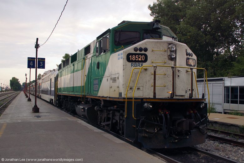  RevEd Photo: GO F59PH #558 is pushing an eastbound GO  train out of Long Branch station on the evening of August 18th 2013. #558  is operating at the end of