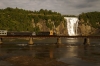 MLW RS18 1821 departs Montmorency Falls with Le Massif's 0900 "Escape to La Malbaie" dining train to La Malbaie