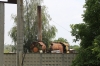 What appears to be a steam loco, having been adapted to industrial use, in a yard near Beresti station