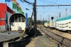 Temuco, Chile - GE 105t shovelnose Alco's D16005/D16012 are prepared to shunt the motorail vehicles into the consist of the train that will form EFE's 1825 Temuco - Santiago