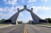 North Korea, Pyongyang - starting out on the Pyongyang - Kaesong Highway at the Arch of Reunification
