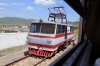 North Korea - KSR Electric Track Machine #0761 standing at Pugo; as seen through the window of our compartment on board KSR train #7 0750 (P) Pyongyang - Tumangang