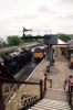 31466 waits at Ramsbottom with the 1215 Heywood - Bury while Steam 80080 arrives with the 1155 Rawtenstall - Heywood