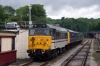31414 prepares to shunt its stock into the platform at Wirksworth at the start of the EVR's "Diesel Weekend"