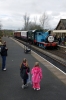 Children watch on as Thomas (suffering from a burst pipe) is assisted into Embsay by "Diesel" 08773
