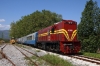 Alco DL537's A9101 (front) & A9105 (rear) pause at Zevgolatio with 7352 1006 Pirgos - Kalamata section of the Peloponnese Excursion