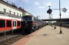 Floyd 450001 (with 450004 dit) passes through Gyor with a freight