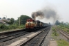 VSKP WDM3A's 18866/16048 power through Sambalpur Road with 18508 2345 (PP) Amritsar Jn - Visakhapatnam; having run round at Sambalpur Jn