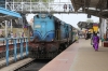 TNP WDM2 16863 waits to depart Thanjavur Jn with 12084 0710 Coimbatore Jn - Mayilduthurai Jn Shatabdi