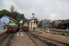 GOC YDM4 6664 at Coonoor after arrival with 56137 1400 Udagamandalam (Ooty) - Mettupalayam; it would be replaced by X Class steam loco 37399 (far right). GOC YDM4 6724 sits in the adjacent platform with the stock that would form 56138 1630 Coonoor - Udagamandalam (Ooty) and GOC YDM4 6706 can bee seen on shed, which would be sent to GOC a couple of days later for attention to its thin wheels