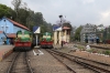 GOC YDM4 6664 at Coonoor after arrival with 56137 1400 Udagamandalam (Ooty) - Mettupalayam; it would be replaced by X Class steam loco 37399. GOC YDM4 6724 sits in the adjacent platform with the stock that would form 56138 1630 Coonoor - Udagamandalam (Ooty) and GOC YDM4 6706 can bee seen on shed, which would be sent to GOC a couple of days later for attention to its thin wheels