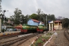 GOC YDM4 6664 at Coonoor after arrival with 56137 1400 Udagamandalam (Ooty) - Mettupalayam; it would be replaced by X Class steam loco 37399. GOC YDM4 6724 sits in the adjacent platform with the stock that would form 56138 1630 Coonoor - Udagamandalam (Ooty)