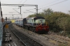 UBL WDG4 70460 approaches Bangalore City with 16536 1410 (P) Solapur Jn - Mysore Jn while KJM WDS6 36025 shunts stock