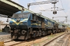 KJM WDG4's 12027/12031 stabled in the bay platform at Bangalore City; they would later work 16216 1815 Bangalore City - Mysore Jn