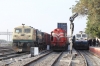 KTE WDG3A 14643 waits the road north at Marwar Jn with a double-stack container train while BGKT WDG4 12198 waits alongside with a conventional freight; meanwhile SBI WDP4D 40333 is about to depart with 17037 2355 (PP) Secunderabad Jn - Hisar Jn