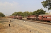 FL YDM4 6738 waits for another train to come off the single line at Charbhuja Road with 09601 1230 Mavli Jn - Marwar Jn while FL YDM4 6738 waits to depart with 09601 1230 Mavli Jn - Marwar Jn