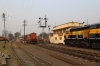 JMP WDM3A 16540 pauses at Jamalpur Jn with 53403 0540 Rampurhat - Gaya Jn while JMP WDG4 70644 brings the stock into Jamalpur Jn (middle road) to for a Working Men's Train (WMT) 73914 1620 Jamalpur Jn - Sultanganj