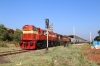 GTL WDG3A's 13390/14898 at Ratnagiri with a southbound freight; note the first electrification masts are in the ground!