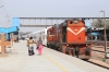 PTRU WDG3A 13531 stands in the back platform at Delhi Sarai Rohilla with a rake descibed as Science Express (Climate Acition Special) - which looked to be stabled for visitors to look round the inside of the train but there wasn't any visiting during the time I was there