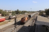 RTM WDM3A 16813 shunts stock at Veraval Jn; JLR outbased SBI YDM4 6301 is stabled on the MG side of the station