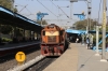 GTL WDM3D's 11120/11256 arrive into Begumpet with 17205 1710 (P) Sainagar Shirdi - Kakinada Port; metro works can be seen above the station in the background