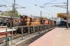 KZJ WDG3A/WDM3A twins 14591/18980 top KZJ WDM3A 16684 as the colourful trio sit at Secunderabad after the twins arrived with 17234 0210 Balharshah Jn - Secunderabad; which is now used as the train to transfer KZJ Alco's to/from shed at Kazipet. KZJ WDG3A 13413 can be seen in the background after arriving with 17028 0530 Kurnool Town - Secunderabad