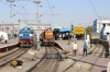 MLY WDG3A 14631/????? at Secunderabad with KZJ WDM2S 017661 which had just shuntedthe stock into platform 10 for 17002 1640 Secunderabad - Sainagar Shirdi; LGD WAG9 31128 sits in the bay shunt neck alongside