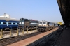 PA WDP4D 40262 waits to depart Jabalpur Jn with 12150 2250 (P) Patliputra Jn - Pune Jn. KTE WDM3C 16735 stands alongside with a short electrification train