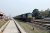 IZN YDM4 6451 arrives into Pilibhit Jn with 52232 1105 Shahjahanpur - Pilibhit Jn; as gauge conversion works continue and the first BG tracks are laid adjacent