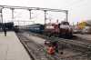 Delhi Jct, old & new TKD liveries - (L) WDM3A 16002 waits departure with 15035 1600 Delhi Jct - Kathgodam while (R) WDM3A 18866 waits departure with 14008 1620 Delhi Jct - Muzaffarpur