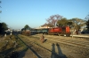 Ballia - (L) GD WDM3A 16019 waits its next turn while (R) SPJ WDM3A 16334 waits with 13106 0900 Ballia - Sealdah