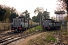 PTK ZDM4 #198 shunts the stock off 52466 0720 Baijnath Paprola - Pathankot Jct into the carriage sidings at Pathankot Jct; meanwhile PTK ZDM3 #179 waits to come off shed to drop into the station and work 52469 1550 Pathankot Jct - Baijnath Paprola