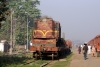 NKE YDM4 6703 on the back of a BG flat wagon, probably for transfer to IZN for heavy maintenance, at Narkatiaganj Jct