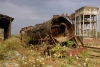 Steam loco 4118 rusting away without any wheels in Badarpur Yard